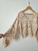 Crochet Knit Button Up Top (S/M)