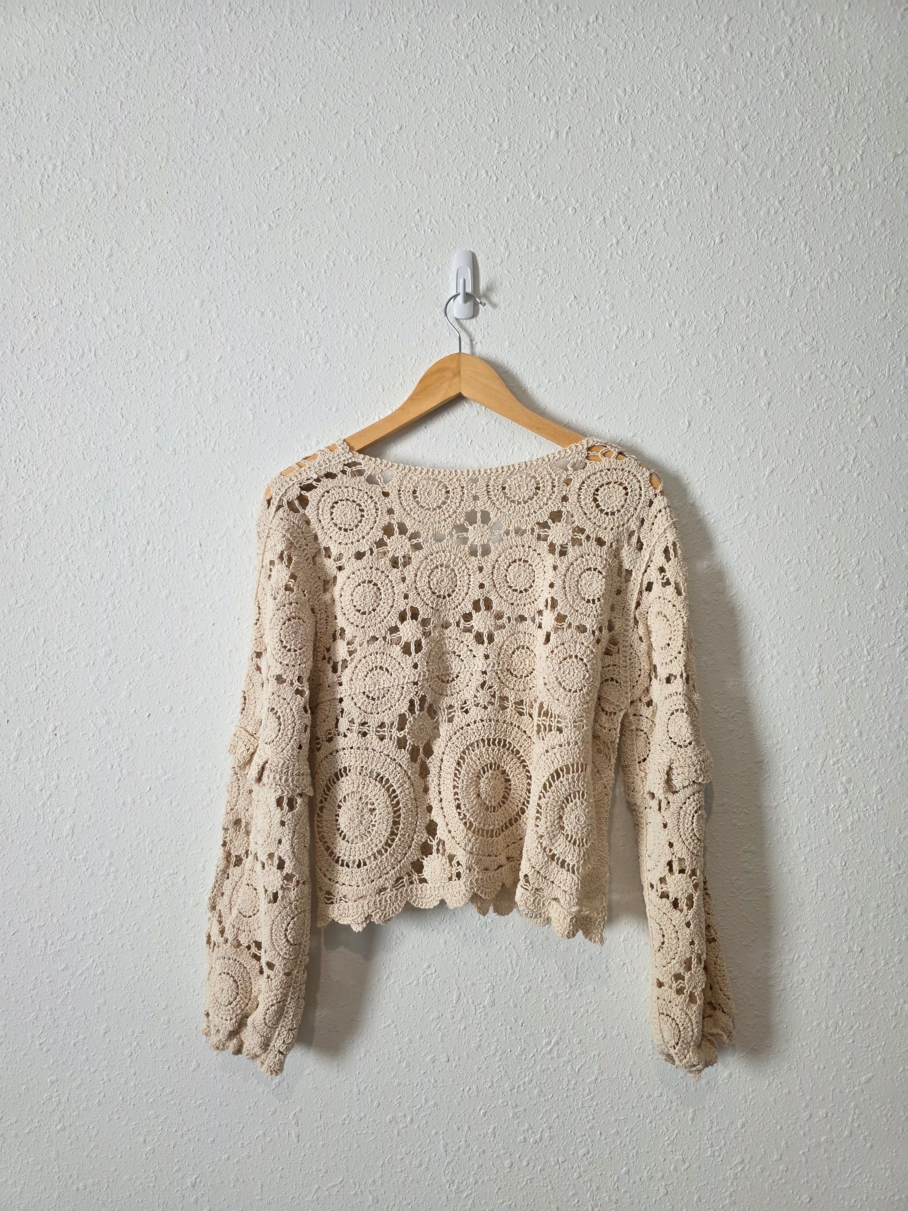 Crochet Knit Button Up Top (S/M)