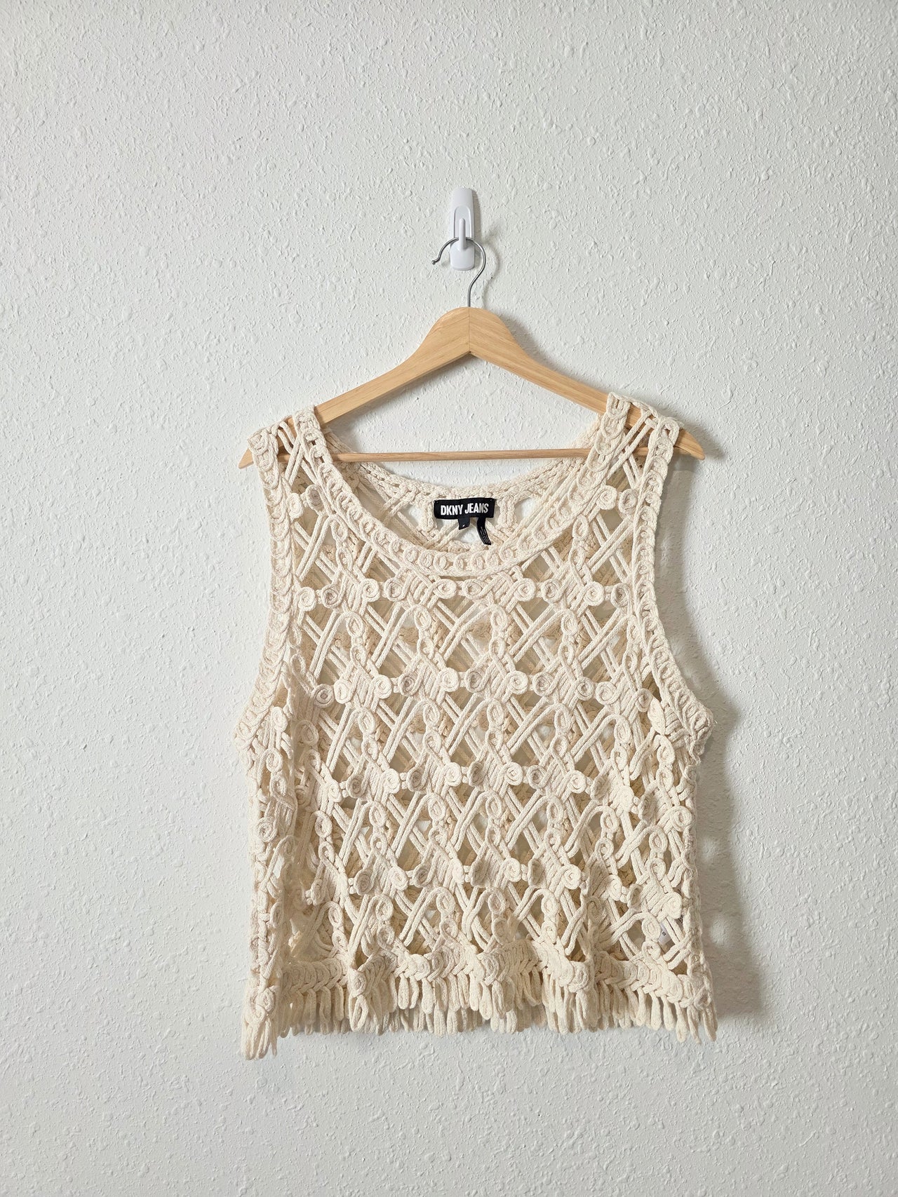 Cream Crochet Knit Top (M)