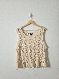 Cream Crochet Knit Top (M)