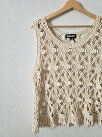 Cream Crochet Knit Top (M)