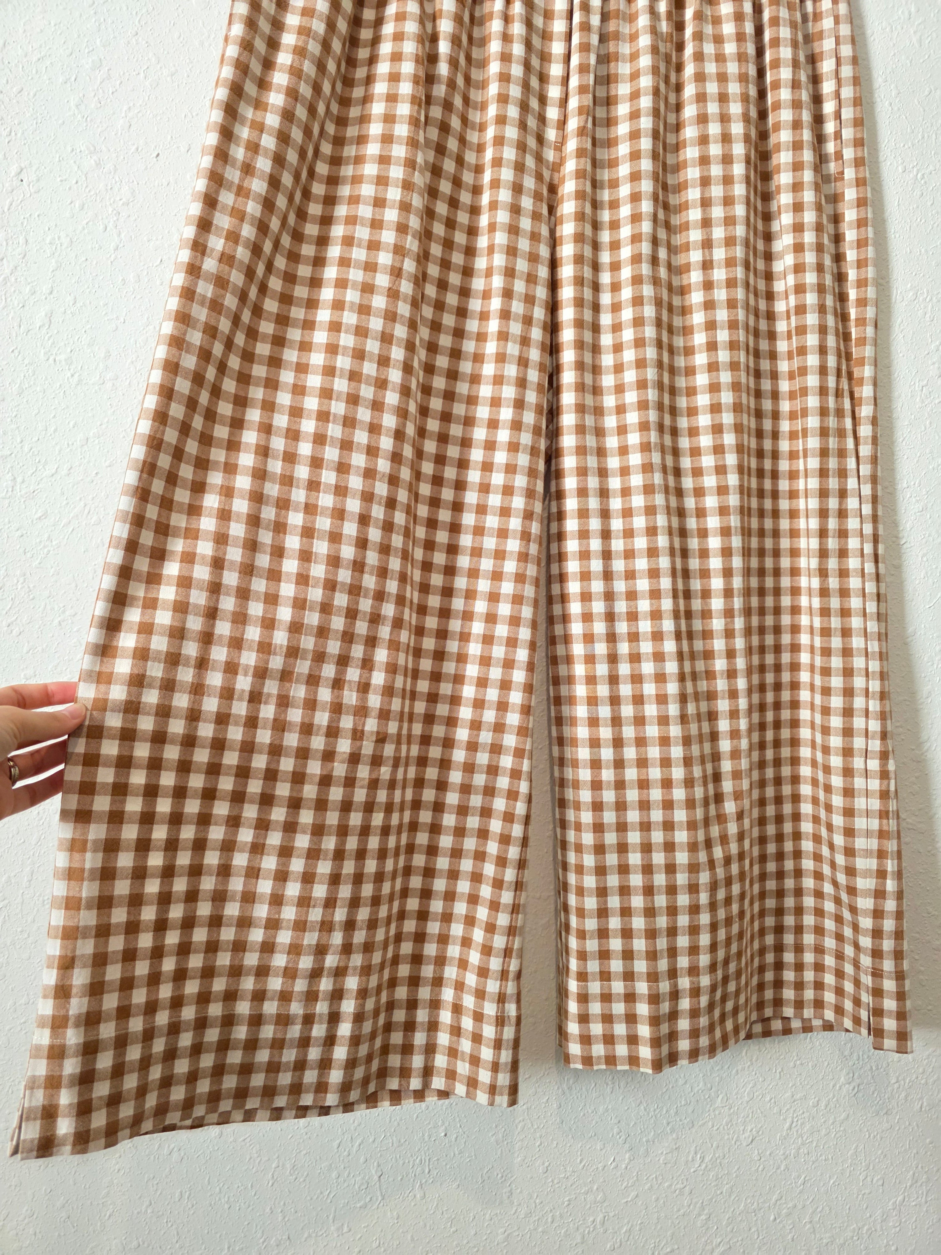 Shiny By Nature Gingham Wide Leg Pants (2X)
