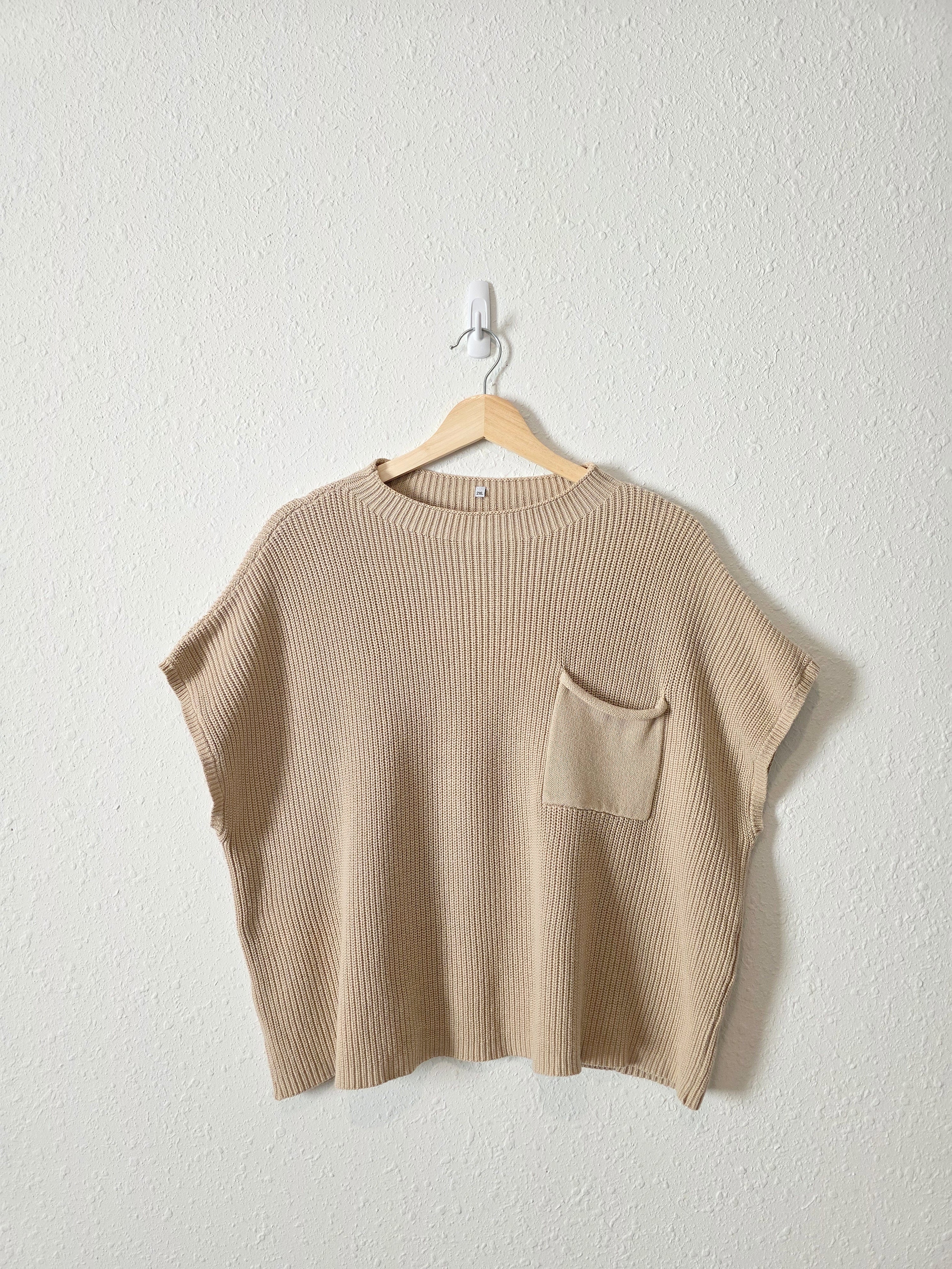 Neutral Boxy Knit Top (2X)