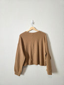 Loft Brown Ribbed Henley Tee (L)