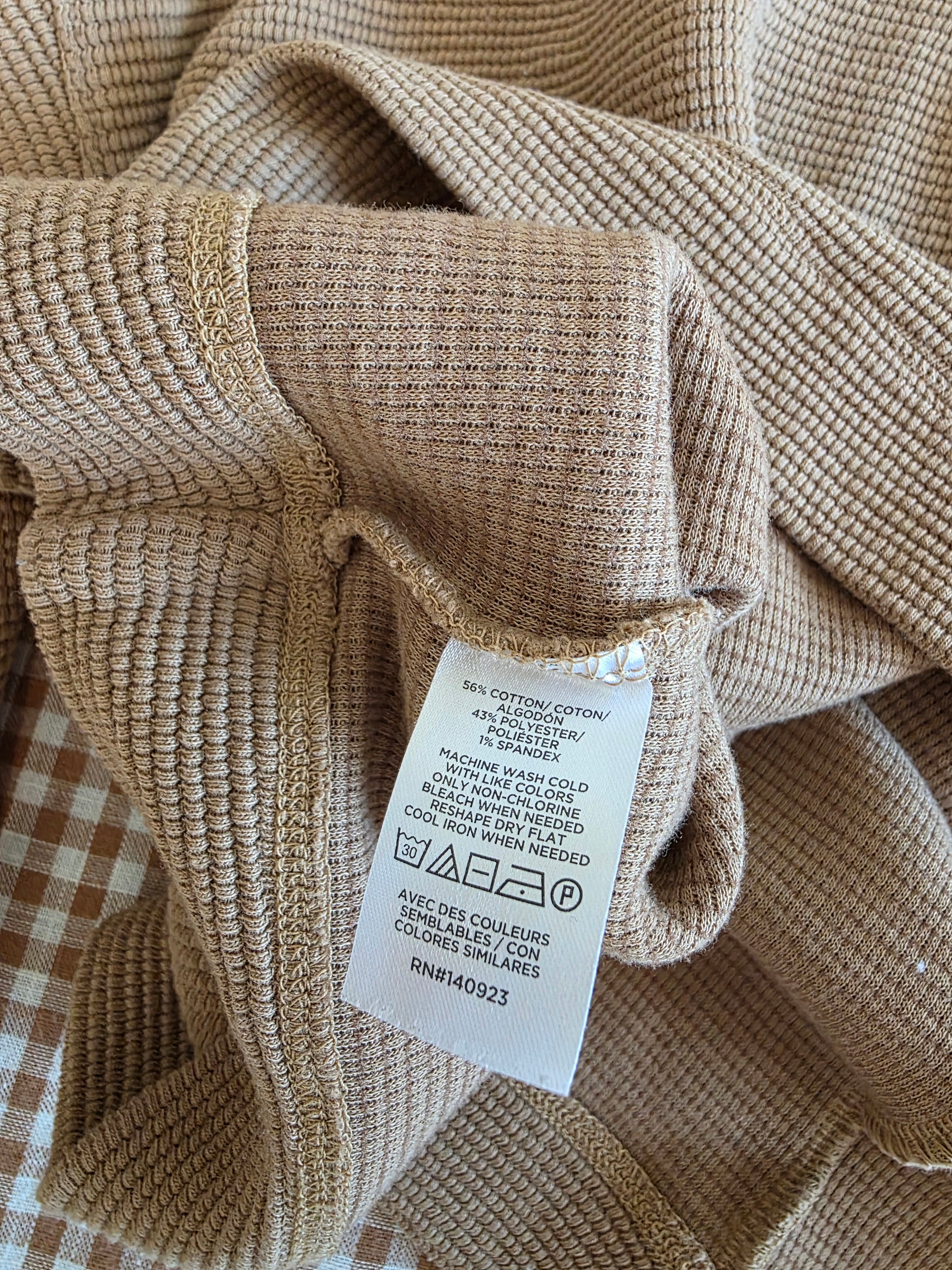 Loft Brown Ribbed Henley Tee (L)