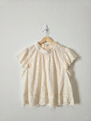 Cream Button Back Eyelet Top (L)