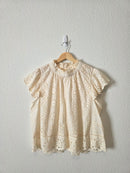 Cream Button Back Eyelet Top (L)