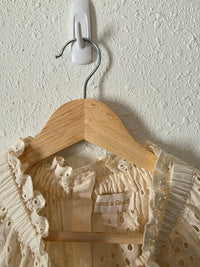Cream Button Back Eyelet Top (L)