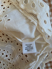 Cream Button Back Eyelet Top (L)