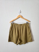 Olive Tie Waist Linen Shorts (L)
