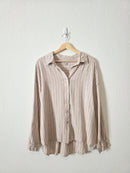 Striped Linen Blend Button Up (L)