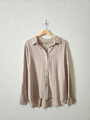 Striped Linen Blend Button Up (L)