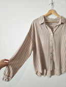 Striped Linen Blend Button Up (L)