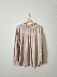 Striped Linen Blend Button Up (L)