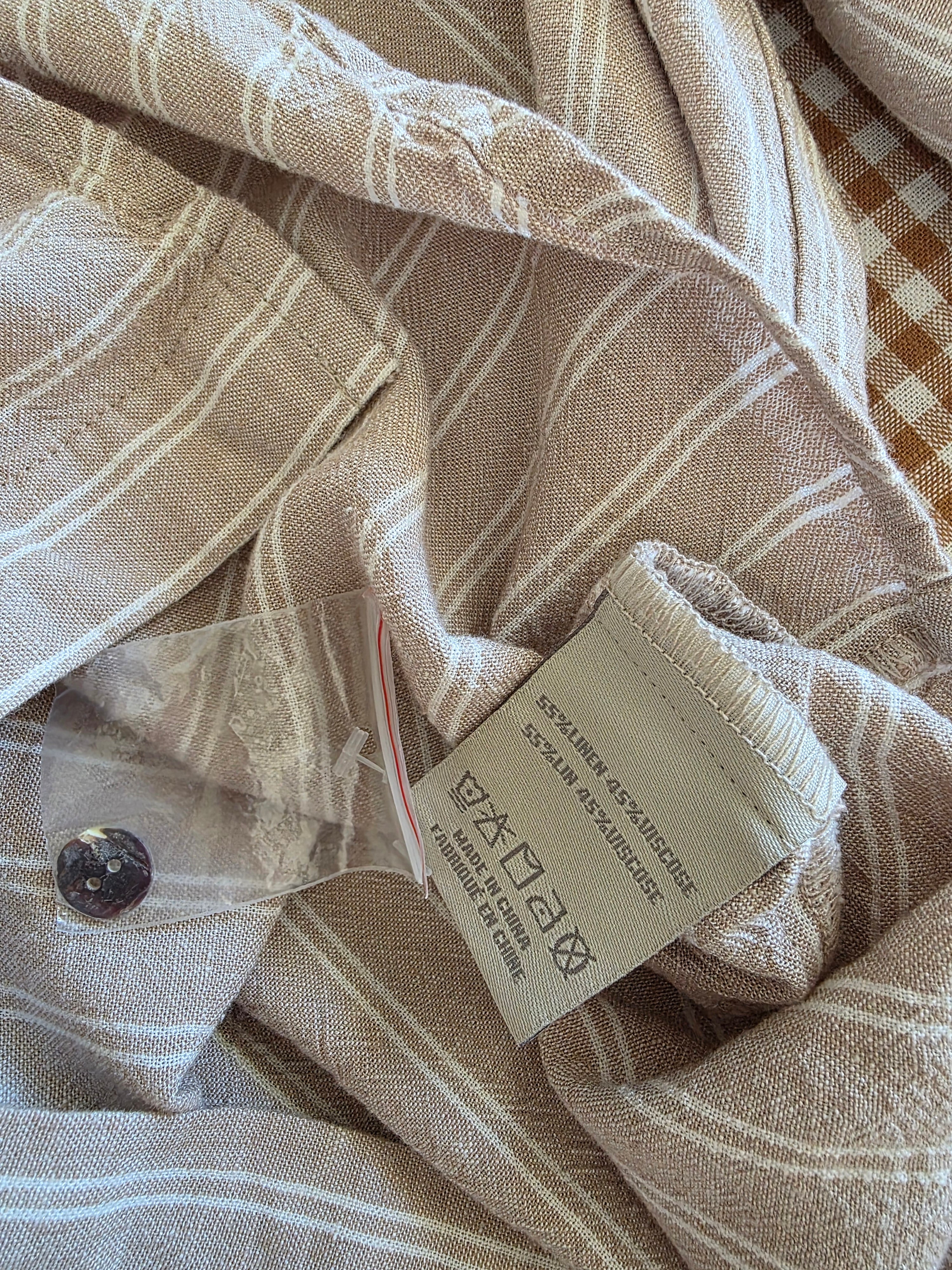 Striped Linen Blend Button Up (L)