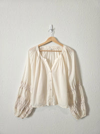 Aerie Puff Sleeve Crochet Top (XL)