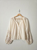Aerie Puff Sleeve Crochet Top (XL)