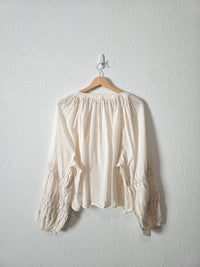 Aerie Puff Sleeve Crochet Top (XL)