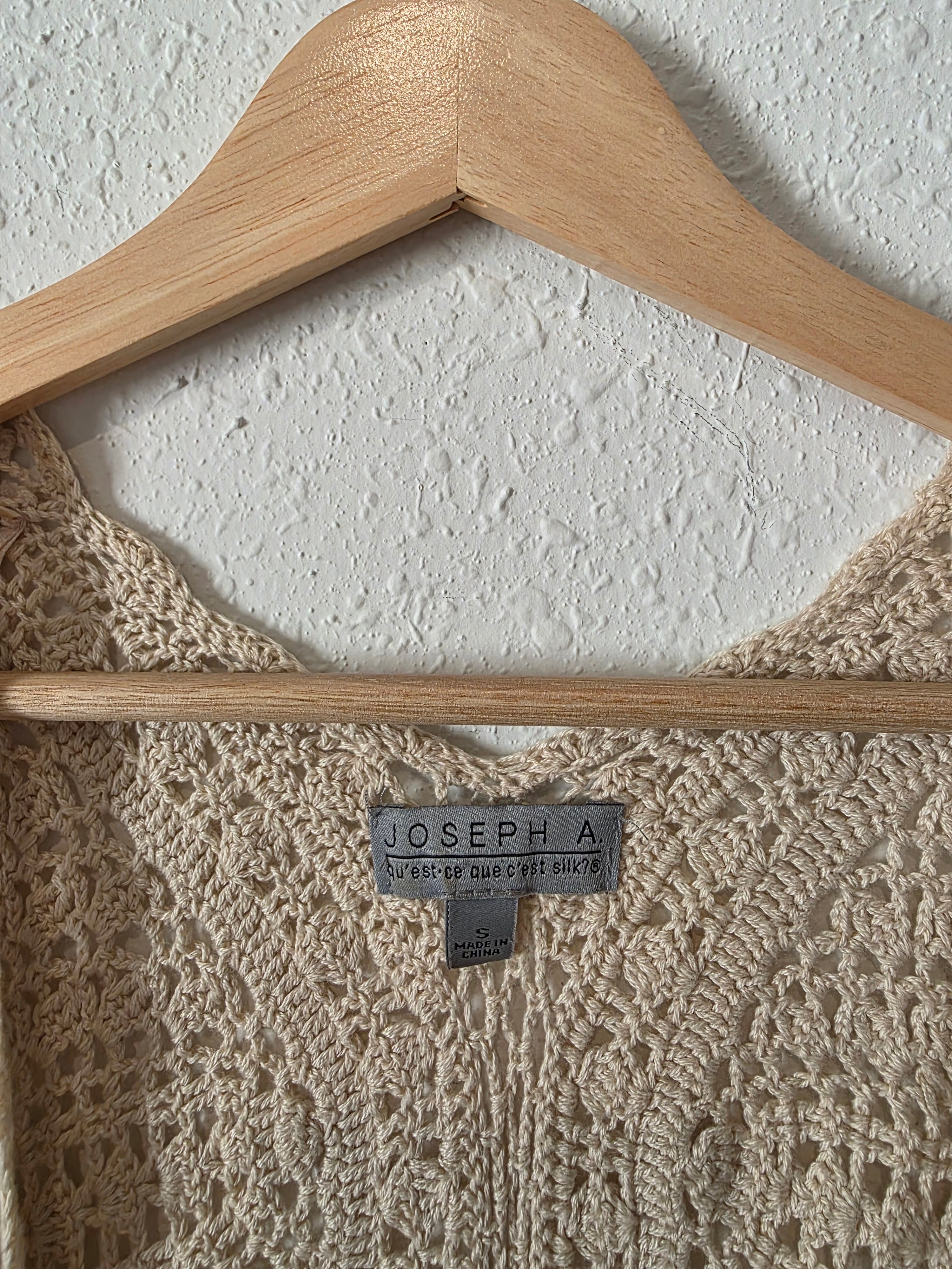 Crochet Knit Open Front Top (S)