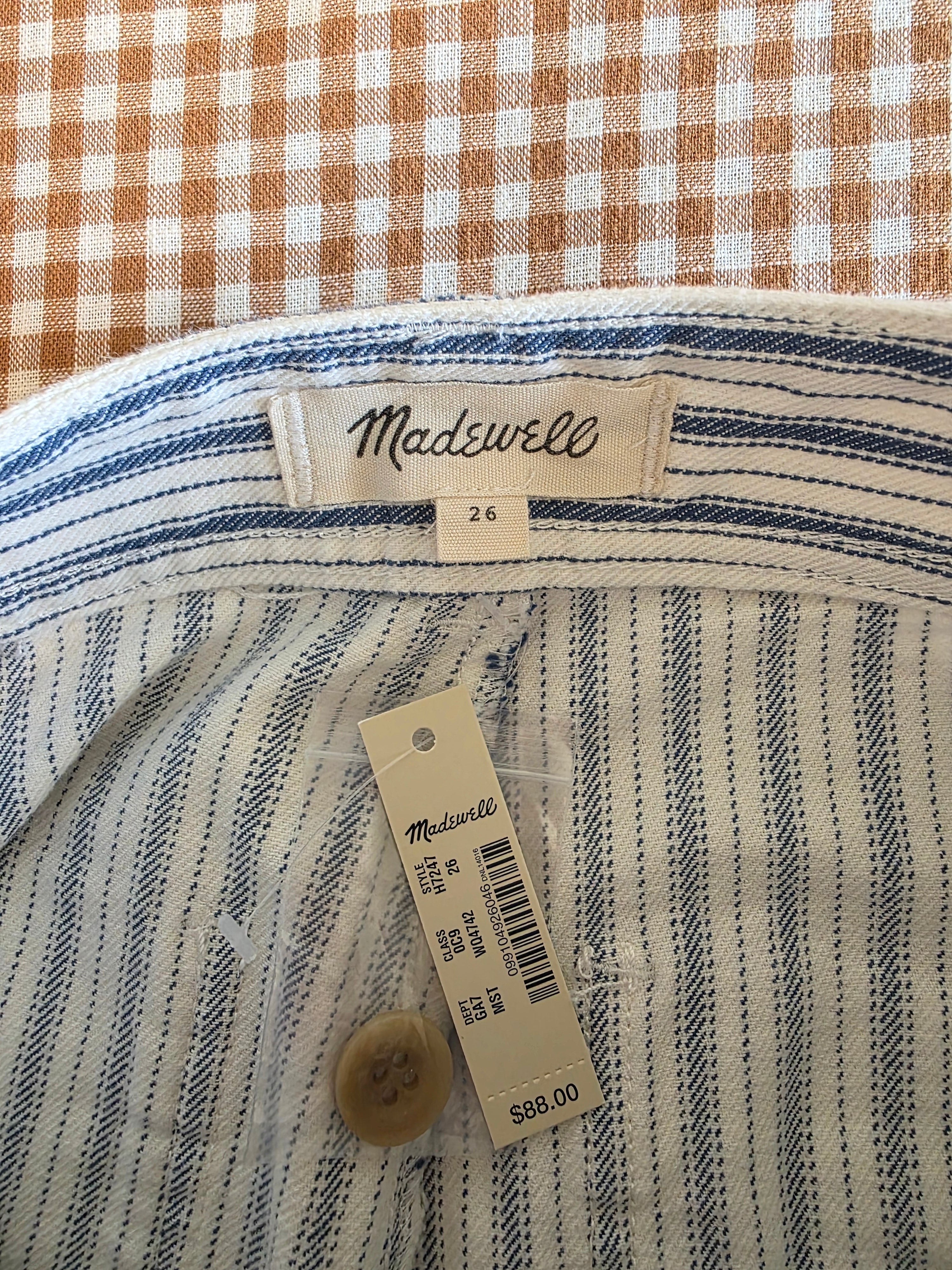 NEW Madewell Wide Leg Striped Jeans (26)
