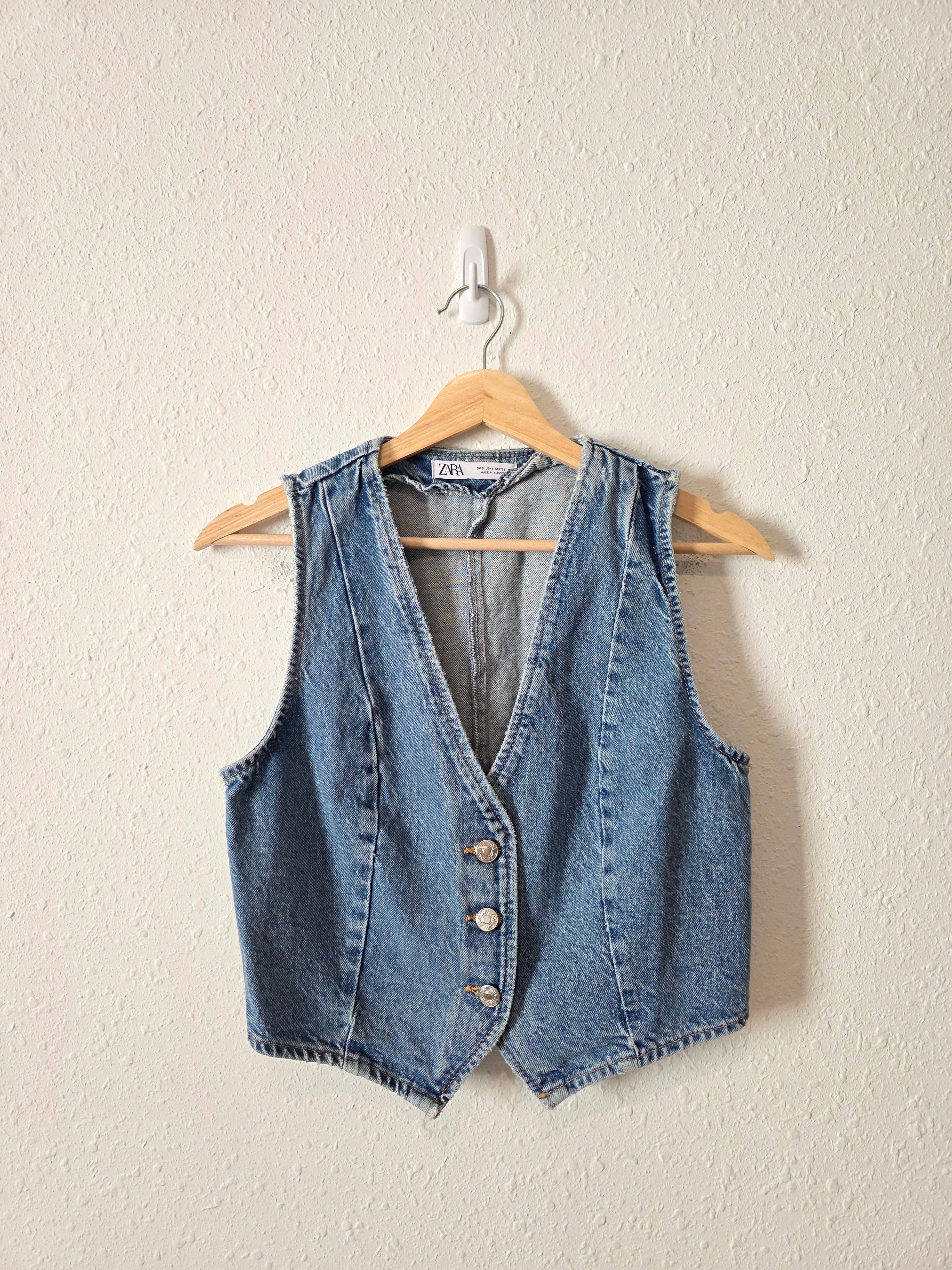 Zara Crop Denim Vest (S)