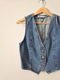 Zara Crop Denim Vest (S)