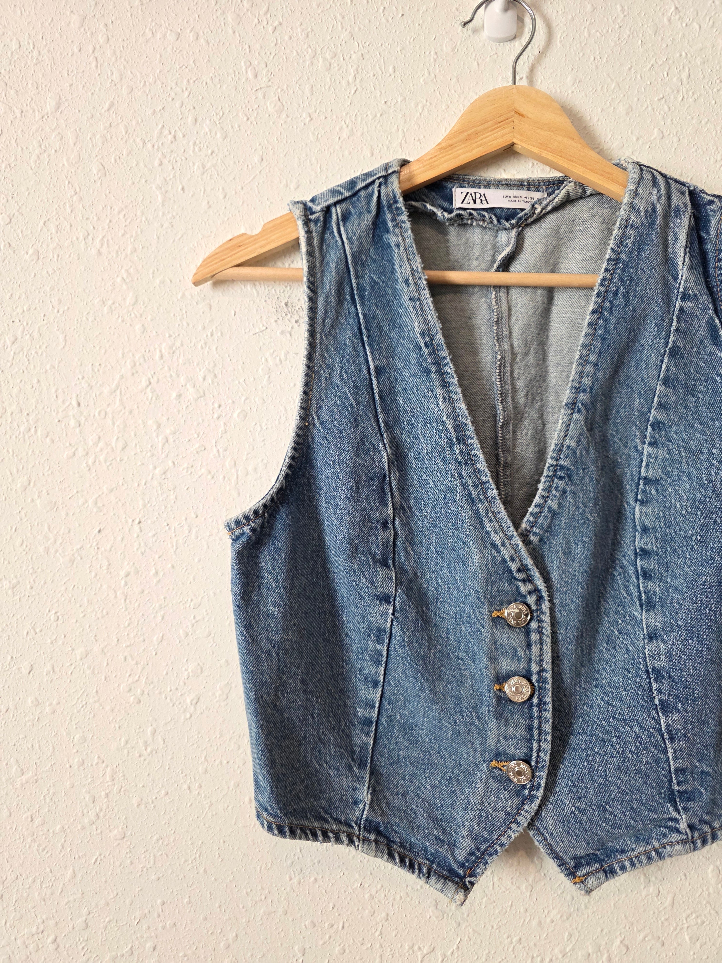 Zara Crop Denim Vest (S)