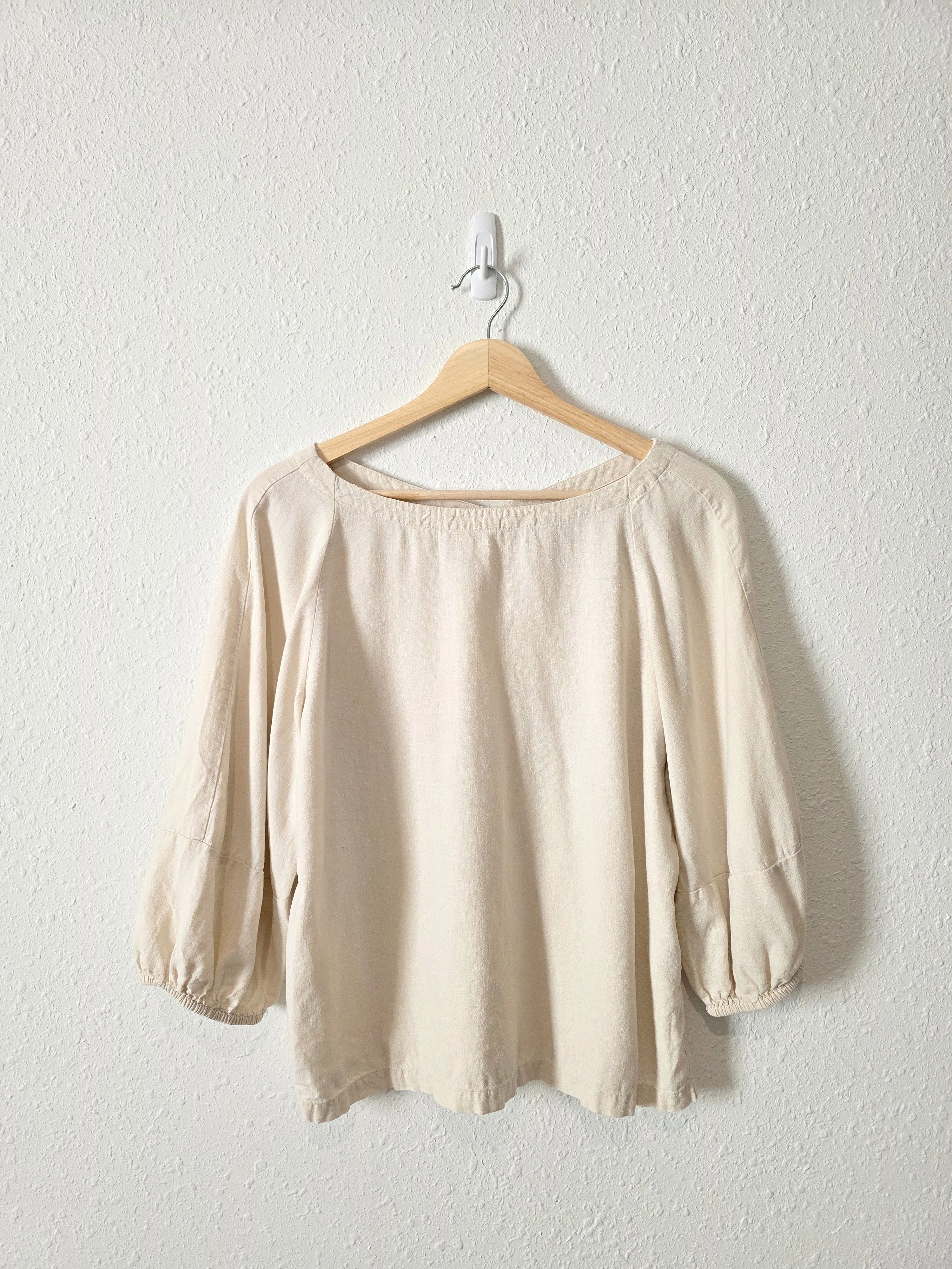 Linen Blend Puff Sleeve Top (MP)
