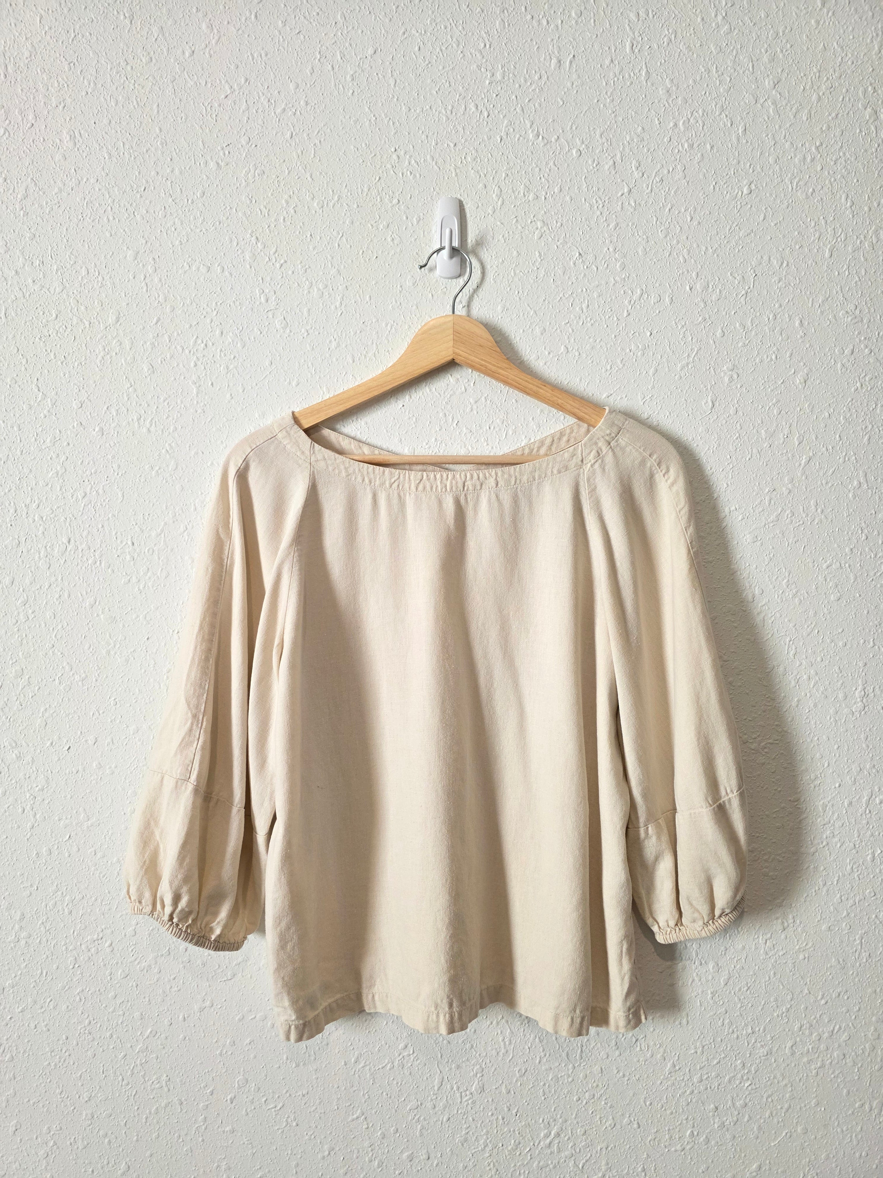 Linen Blend Puff Sleeve Top (MP)