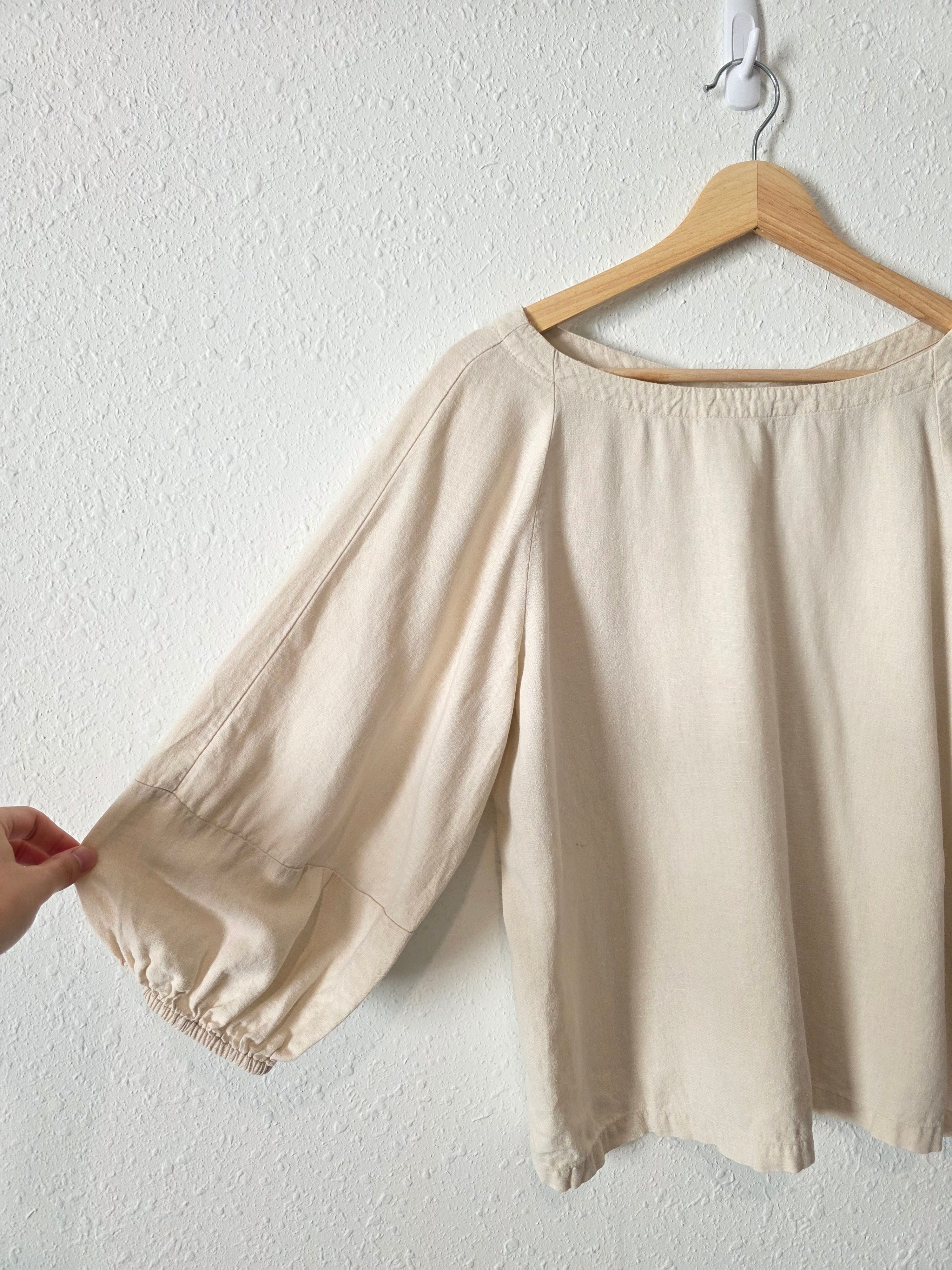 Linen Blend Puff Sleeve Top (MP)