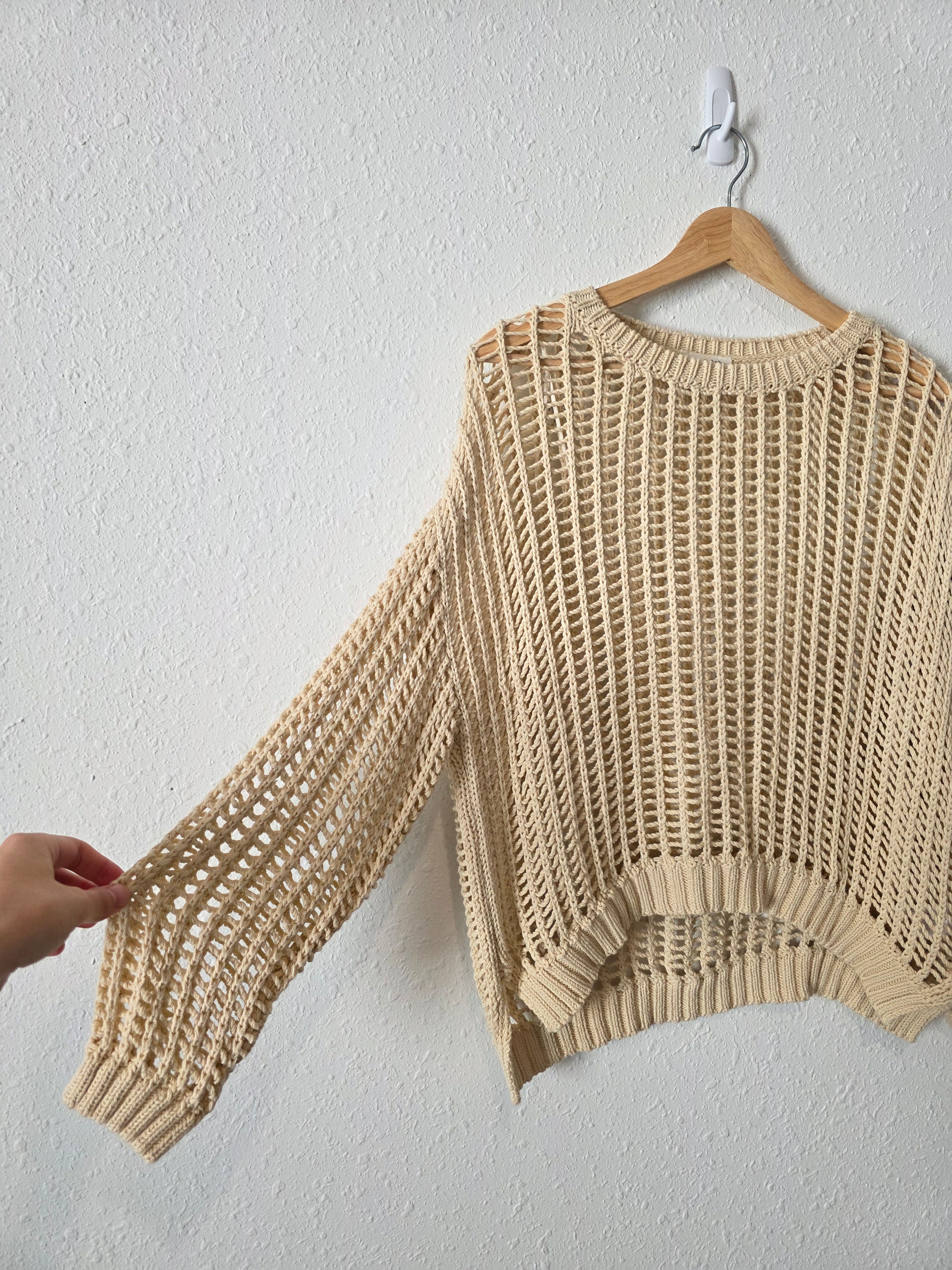Aaron & Amber Crochet Cotton Sweater (M)