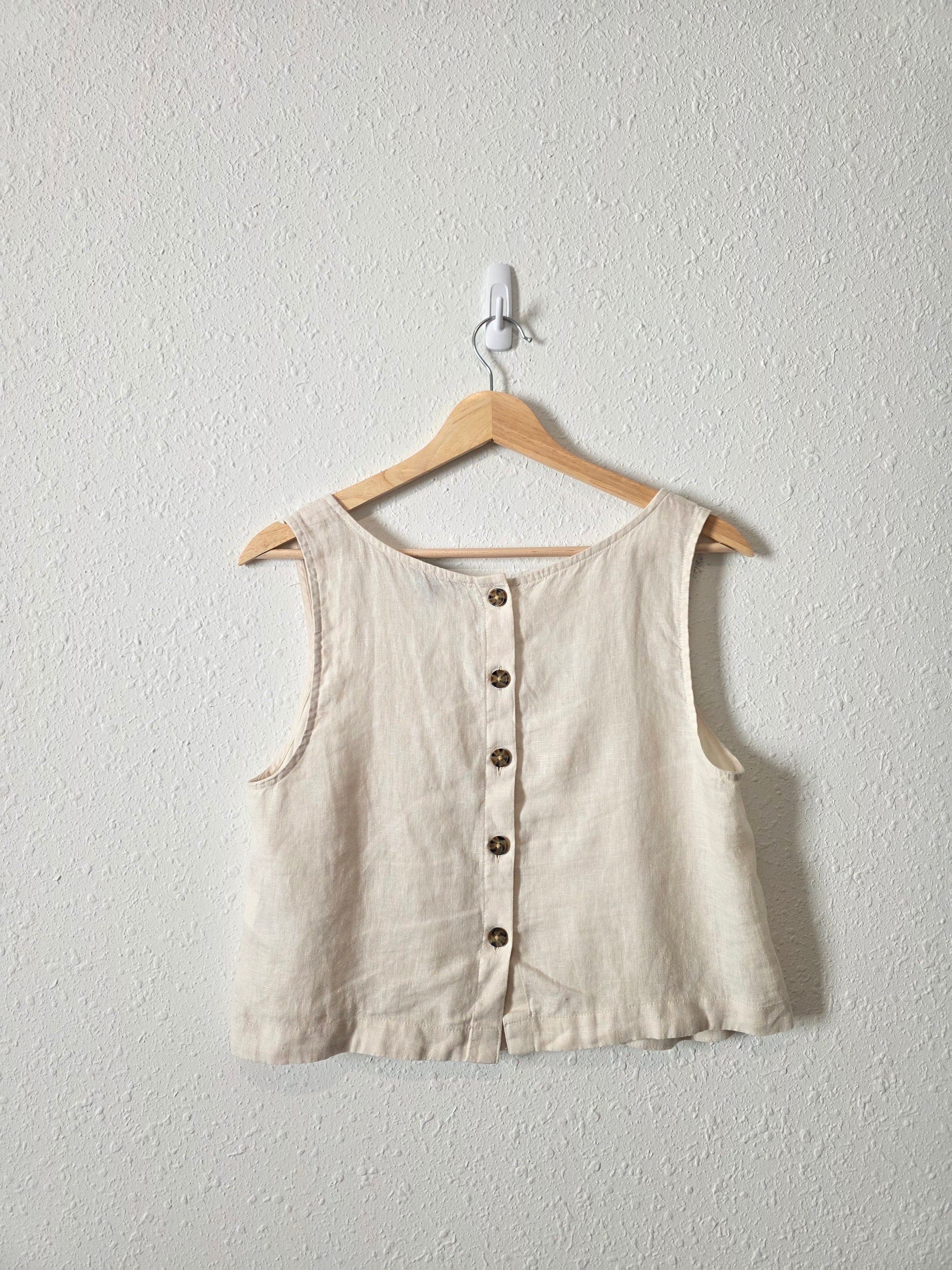 J.Crew Linen Button Back Tank (S)