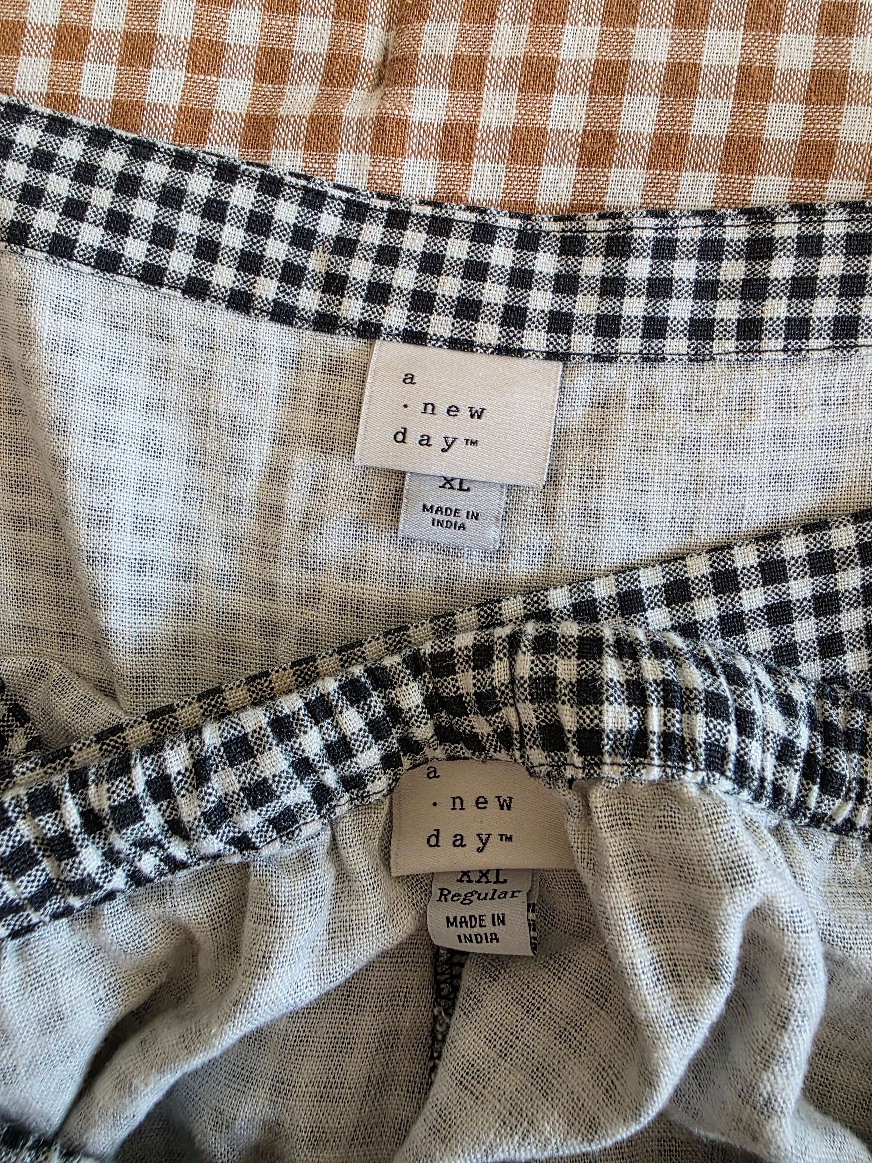 Linen Blend Gingham Matching Set (XL/XXL)