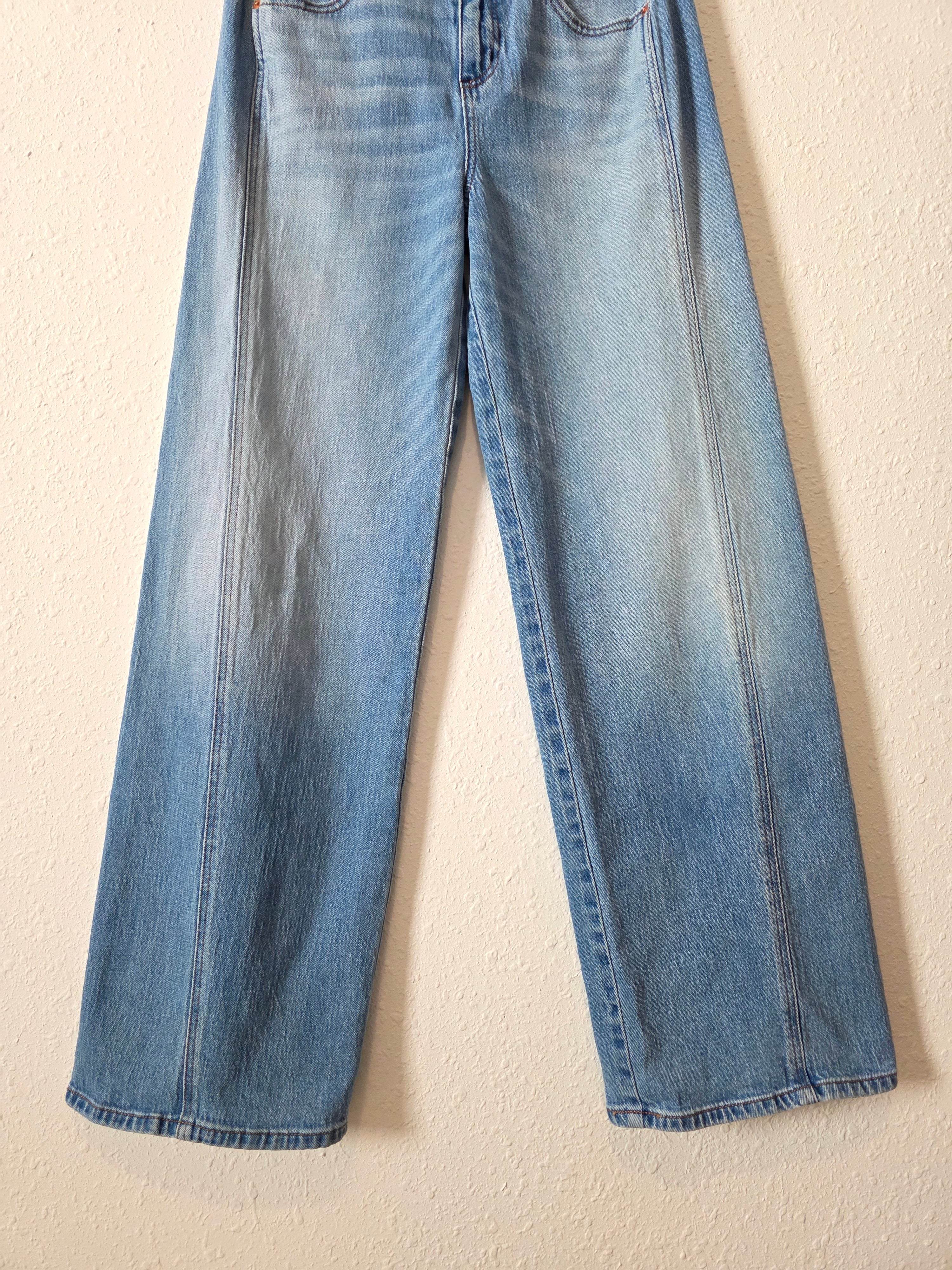 Evereve Seamed Wide Leg Jeans (28)