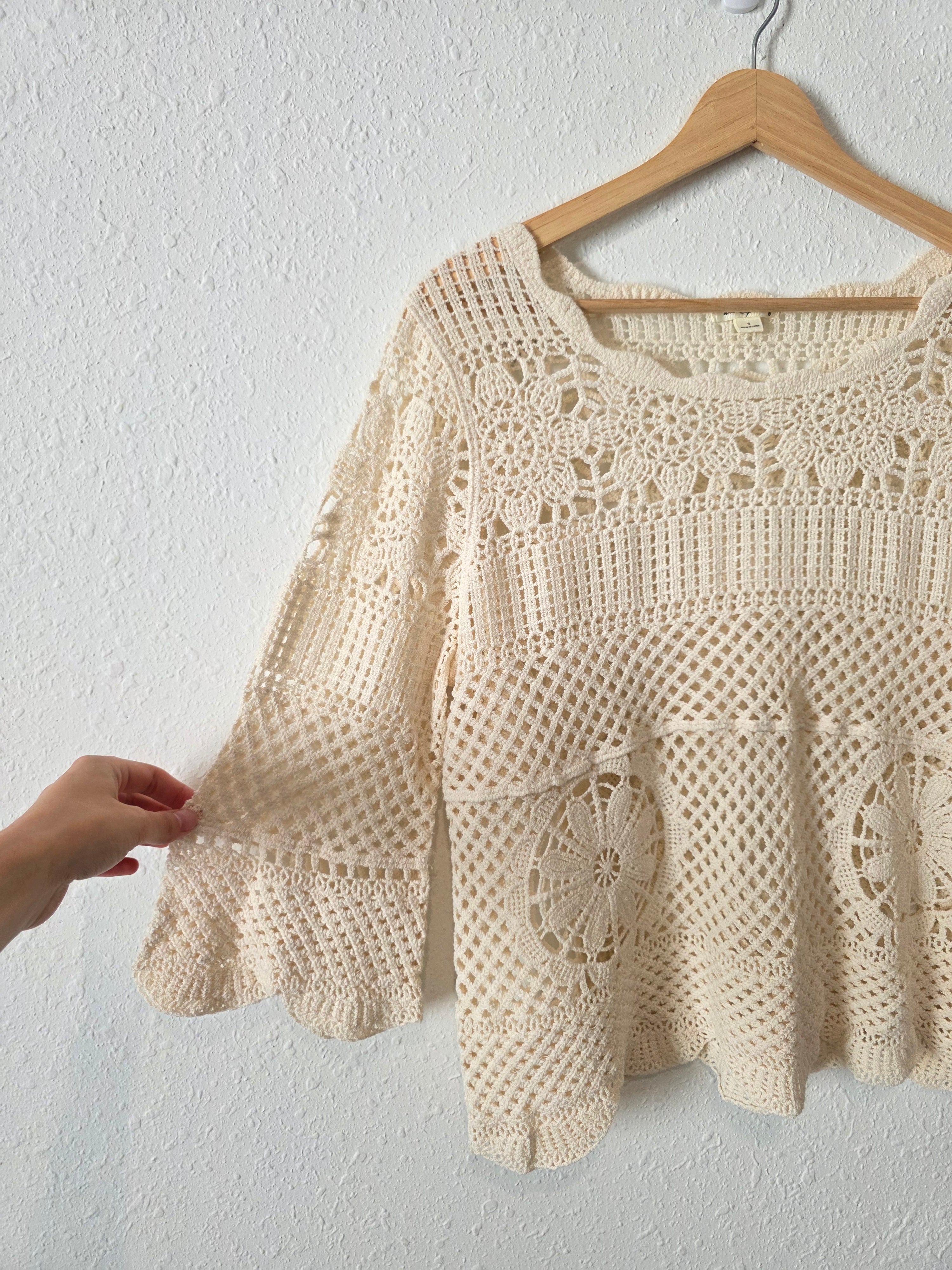 Crochet Knit Cotton Top (S)