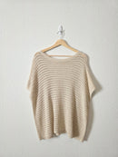 Neutral Linen Blend Crochet Top (2X)