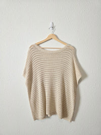 Neutral Linen Blend Crochet Top (2X)