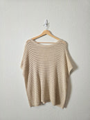 Neutral Linen Blend Crochet Top (2X)