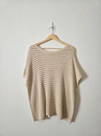 Neutral Linen Blend Crochet Top (2X)
