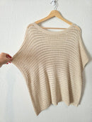 Neutral Linen Blend Crochet Top (2X)
