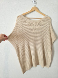 Neutral Linen Blend Crochet Top (2X)