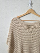 Neutral Linen Blend Crochet Top (2X)