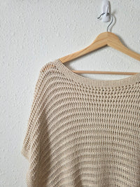 Neutral Linen Blend Crochet Top (2X)