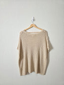 Neutral Linen Blend Crochet Top (2X)