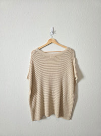 Neutral Linen Blend Crochet Top (2X)