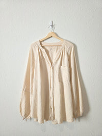 Aerie Oversized Striped Gauze Shirt (XL)