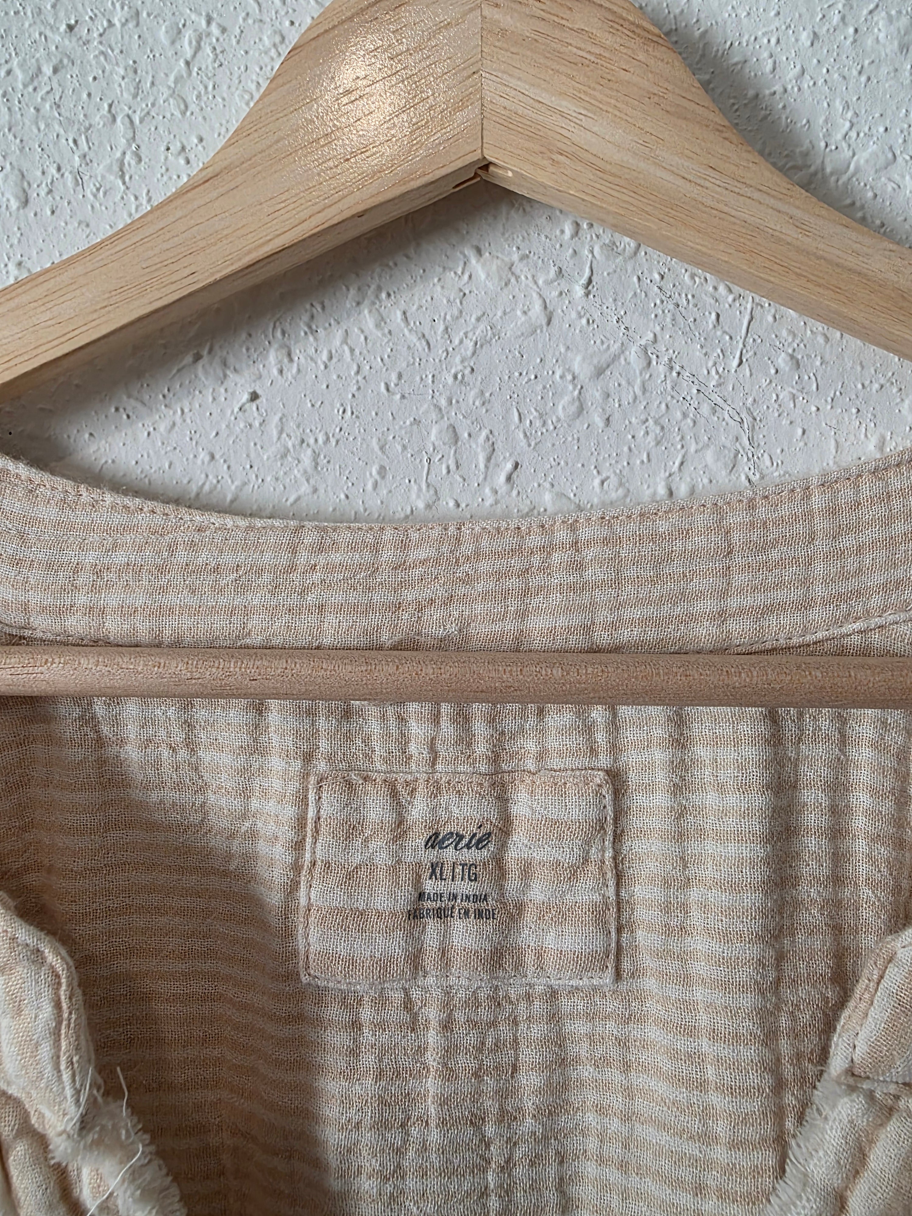 Aerie Oversized Striped Gauze Shirt (XL)