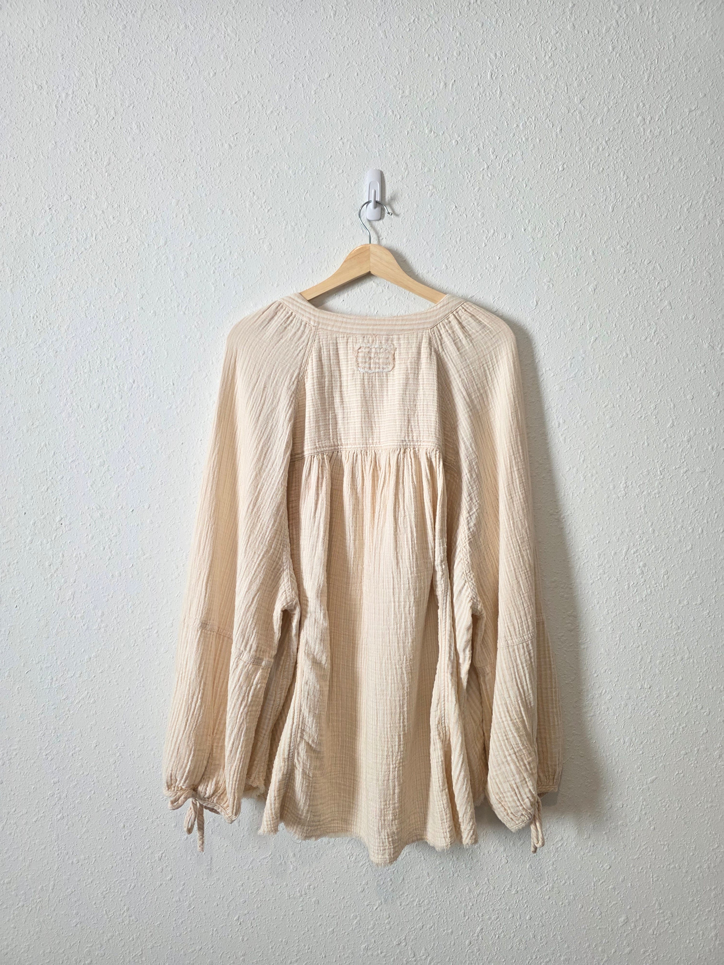 Aerie Oversized Striped Gauze Shirt (XL)