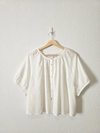 Puff Sleeve Cotton Linen Top (XL)