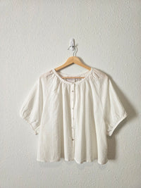 Puff Sleeve Cotton Linen Top (XL)